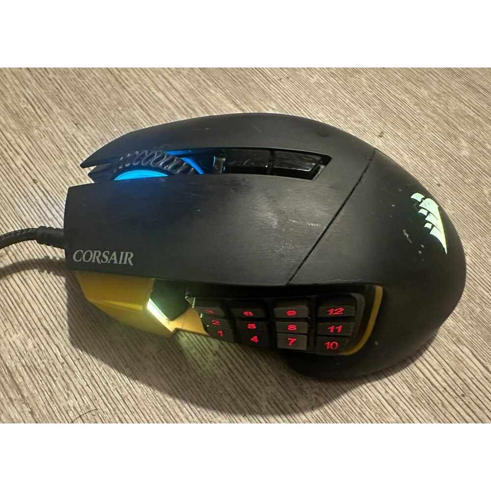 Corsair Scimitar RGB Gaming Mouse Wired Black & Yellow Lights Works